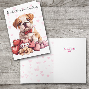Cartes Pour Fêtes Annuelles Mignon chiot Bouledogue Fais bouger ma queue Maman