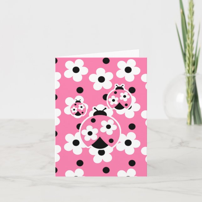 Cartes Pour Fêtes Annuelles Mignon comme insecte (rose) (Devant)