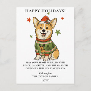 Cartes Pour Fêtes Annuelles Mignon Corgi Pull Ugly Renne de Noël Christmas