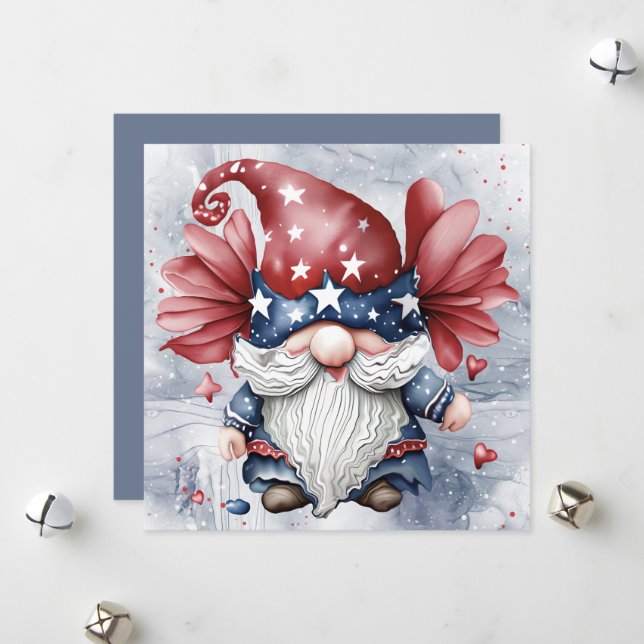 Cartes Pour Fêtes Annuelles Mignon Gnome Gonk funky avec chapeau étoilé  (Devant/Arrière en situation)