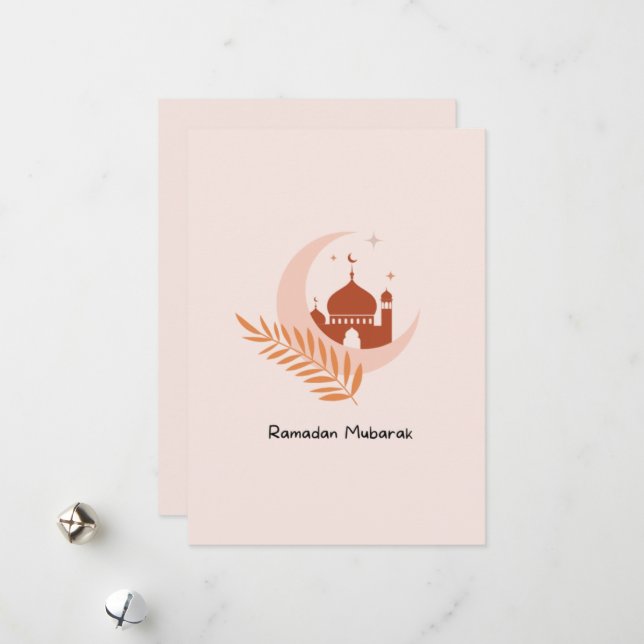 Cartes Pour Fêtes Annuelles Mignon Moderne Bohème Ramadan Moubarak  (Devant/Arrière en situation)