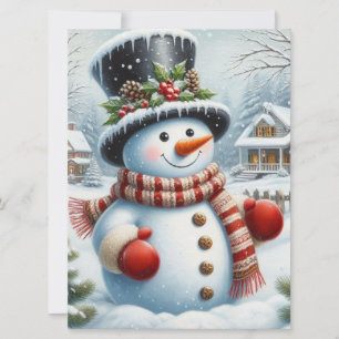 Cartes Pour Fêtes Annuelles Mignon, Noël vintage/fantaisiste/bonhomme de neige