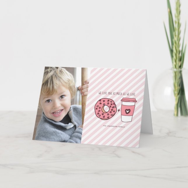 Cartes Pour Fêtes Annuelles Mignon personnalisé nous vous aimons Donuts & Café (Devant)
