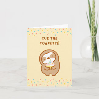 Cartes Pour Fêtes Annuelles Mignon Sloth de Confettis d'Anniversaire
