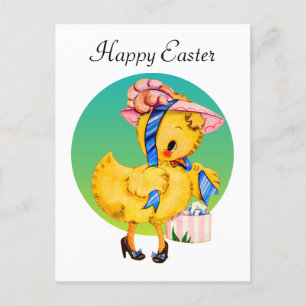 Cartes Pour Fêtes Annuelles mignon vintage Joyeux poussin de Pâques