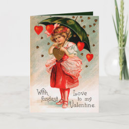 Cartes Pour Fêtes Annuelles mignon vintage Valentine girl ajouter un sentiment