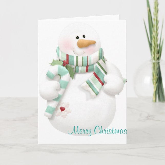 Cartes Pour Fêtes Annuelles Mignonne bonhomme de neige de Noël (Devant)