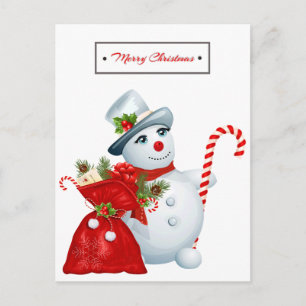 Cartes Pour Fêtes Annuelles Mignonne bonhomme de neige de Noël