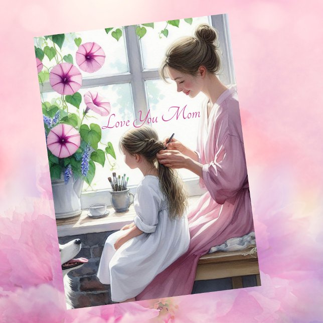 Cartes Pour Fêtes Annuelles Mignonne Braiding Love with Maman's Day (Créateur téléchargé)