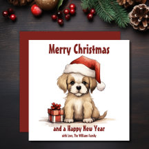 Mignonne chiot portant un chien de chapeau de Noël