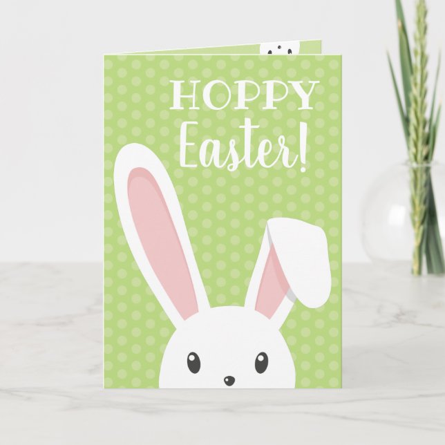Cartes Pour Fêtes Annuelles Mignonne drôle Bunny de Pâques Printemps vert (Devant)