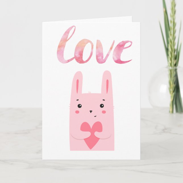 Cartes Pour Fêtes Annuelles Mignonne et drôle Un lapin t'aime Valentine's (Devant)