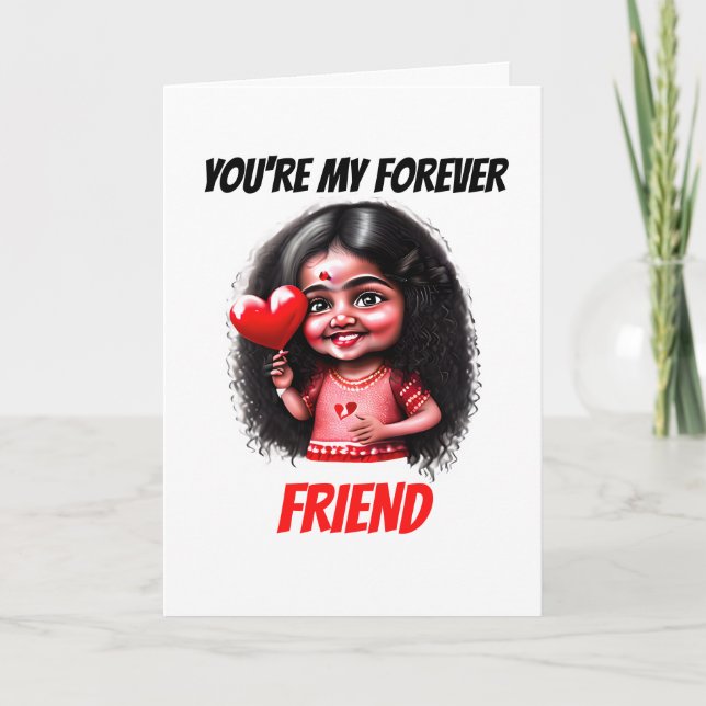 Cartes Pour Fêtes Annuelles mignonne fille indienne mon ami éternellement best (Devant)