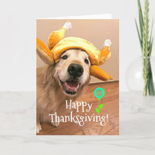 Cartes Pour Fêtes Annuelles Mignonne Golden Retriever en Turquie Casquette Tha