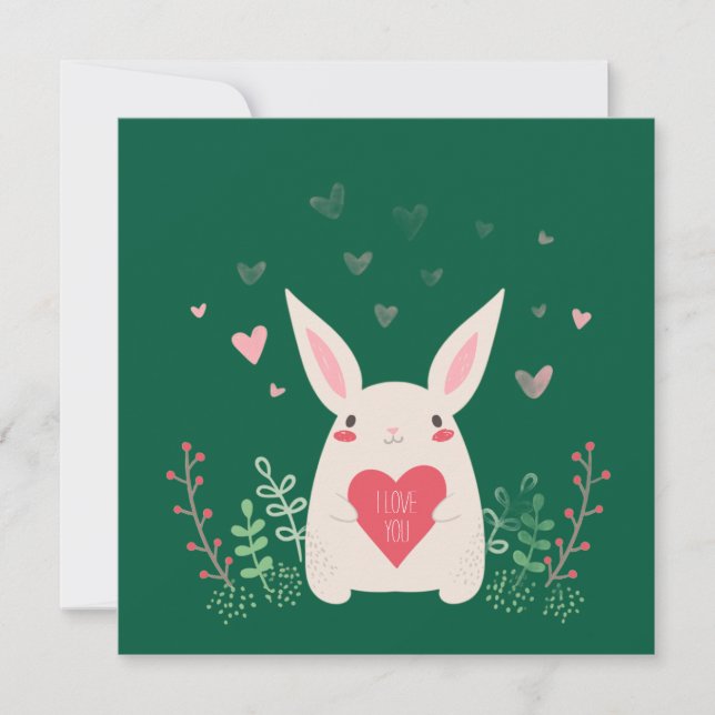 Cartes Pour Fêtes Annuelles Mignonne lapin de la Saint Valentin (Devant)