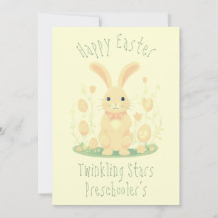 Cartes Pour Fêtes Annuelles Mignonne Lapin De Pâques Avec Oeufs Jaune De L'Éch