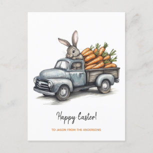 Cartes Pour Fêtes Annuelles Mignonne lapin de Pâques en camion vintage rustiqu