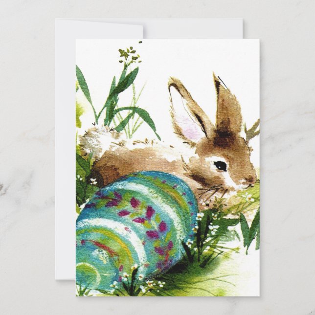 Cartes Pour Fêtes Annuelles Mignonne lapin de Pâques vintage (Devant)