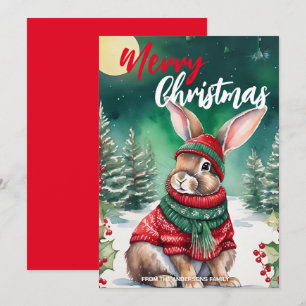 Cartes Pour Fêtes Annuelles Mignonne lapin lapin lapin lapin père Noël Noël No