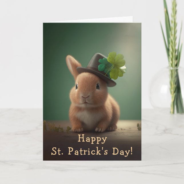 Cartes Pour Fêtes Annuelles Mignonne lapin prêt pour la Saint Patrick's Day (Devant)