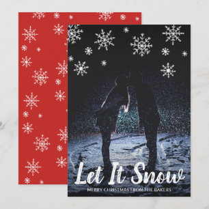 Cartes Pour Fêtes Annuelles Mignonne Let It Snow Snowflakes Photo Noël