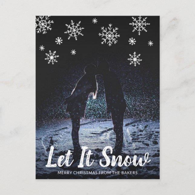 Cartes Pour Fêtes Annuelles Mignonne Let It Snow Snowflakes Photo Noël (Devant)