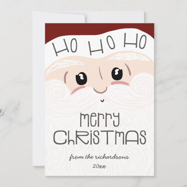 Cartes Pour Fêtes Annuelles Mignonne Père Noël Face Ho Ho Joyeux Noël (Devant)