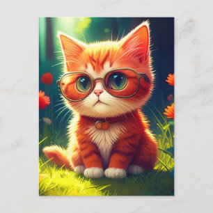 Cartes Pour Fêtes Annuelles Mignonne Red Kitten Portant des lunettes-365478