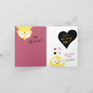 Cartes Pour Fêtes Annuelles Mignonne Seras-Tu À Moi ? Amour au poulet + Valent