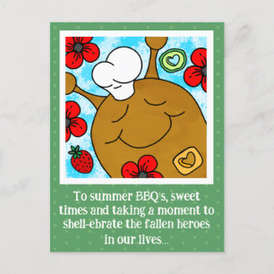 Cartes Pour Fêtes Annuelles Mignonne Snail Memorial Day BBQ