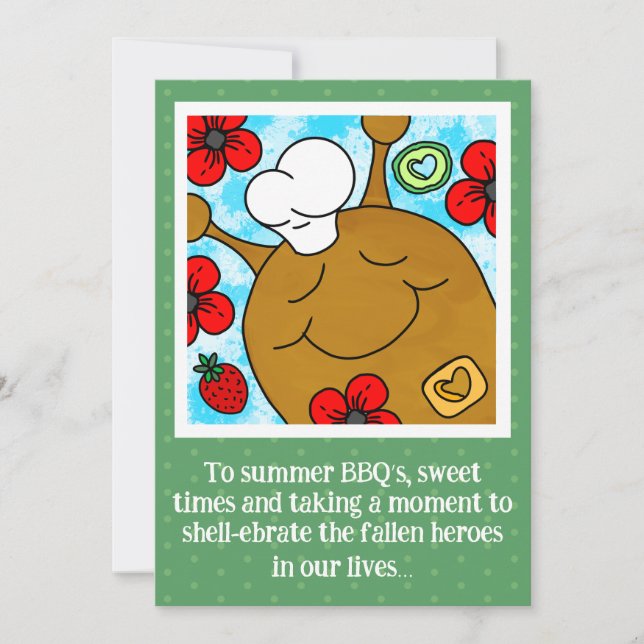 Cartes Pour Fêtes Annuelles Mignonne Snail Memorial Day BBQ (Devant)