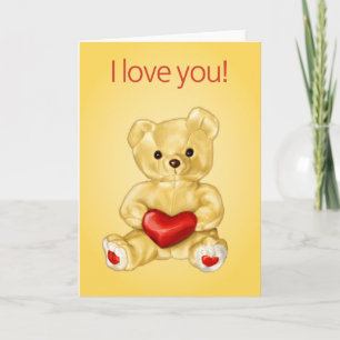 Cartes Pour Fêtes Annuelles Mignonne Teddy Ours Coeur Je T'Aime