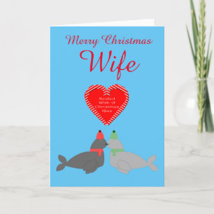 Cartes Pour Fêtes Annuelles Mignons Phoques S'Embrassant pour Noël Épouse Pers