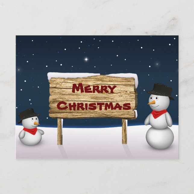 Cartes Pour Fêtes Annuelles Mignons Snowmen souhaitant Joyeux Noël (Devant)