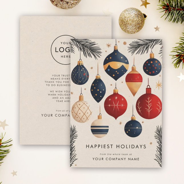 Cartes Pour Fêtes Annuelles Milieu du siècle moderne ornements de Noël (Créateur téléchargé)