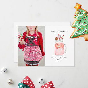 Cartes Pour Fêtes Annuelles Milkshake de Noël à la menthe poivrée en canne à s