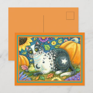 CARTES POUR FÊTES ANNUELLES MILKYWAY, UN CHAT MYSTIQUE HALLOWEEN, LUNE & ÉTOIL
