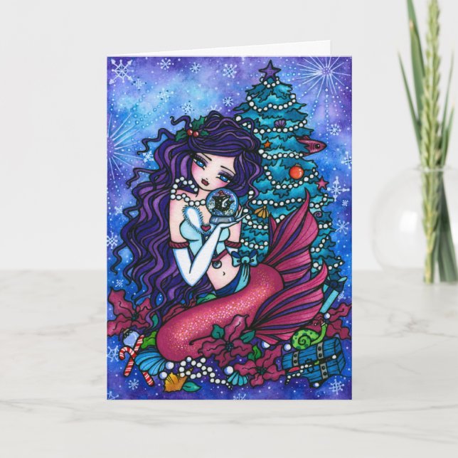 Cartes Pour Fêtes Annuelles Milou prise Noël d'orque de sirène d'imaginaire (Devant)