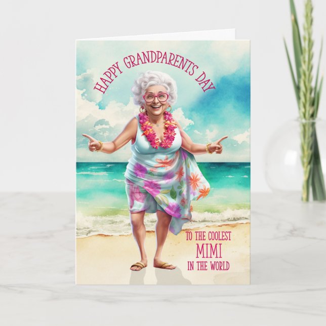 Cartes Pour Fêtes Annuelles Mimi French Grandma Funky Grand-Parents Day Cooles (Devant)