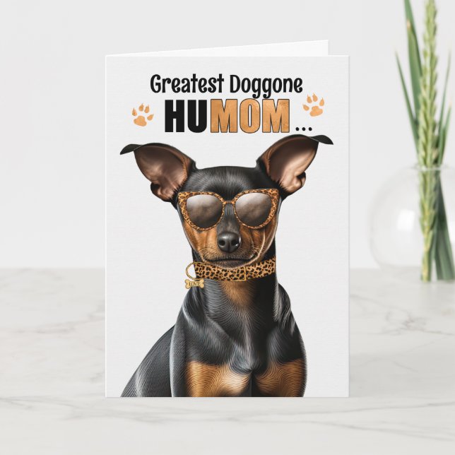 Cartes Pour Fêtes Annuelles Min Pin Chien Best HuMOM Jour des Mères (Devant)