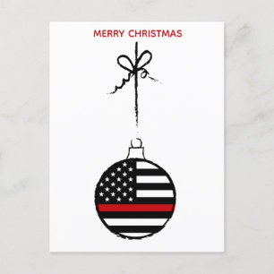 Cartes Pour Fêtes Annuelles Mince ligne rouge pompier de Noël pompier