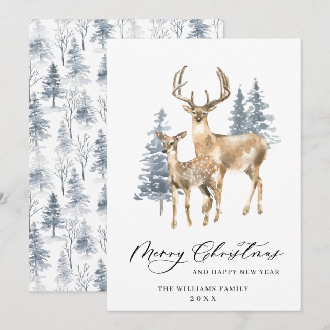 Cartes Pour Fêtes Annuelles Mini Elegant Deer Christmas Tree voiture de vacanc (Devant / Derrière)