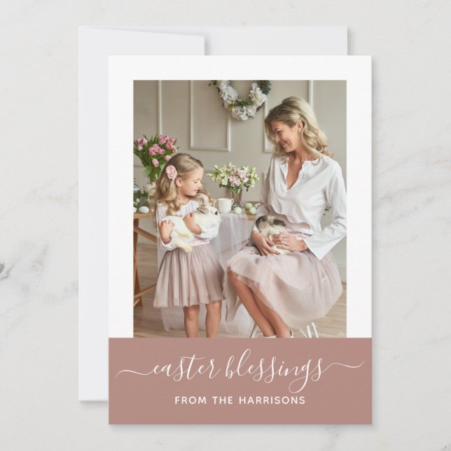 Cartes Pour Fêtes Annuelles Mini Élégant Javascript Famille Photo Pâques (Devant)