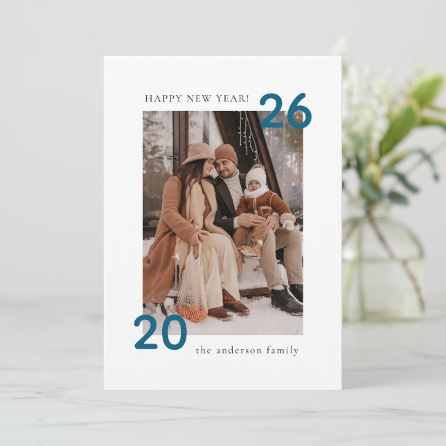 Cartes Pour Fêtes Annuelles Mini Famille Moderne Bonne Année (Debout devant)