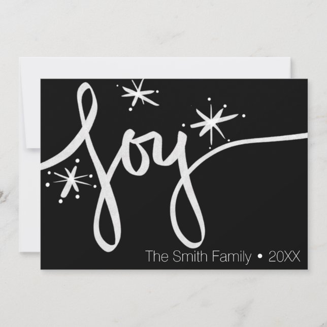 Cartes Pour Fêtes Annuelles Mini Joyeux Noël Main tiré Joie Script (Devant)