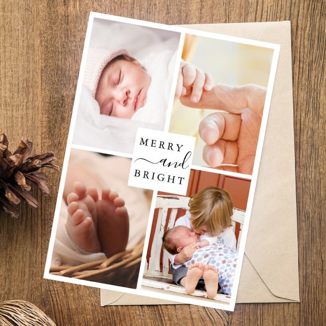 Cartes Pour Fêtes Annuelles Mini moderne 4 photo Joyeux et Noël brillant (Créateur téléchargé)
