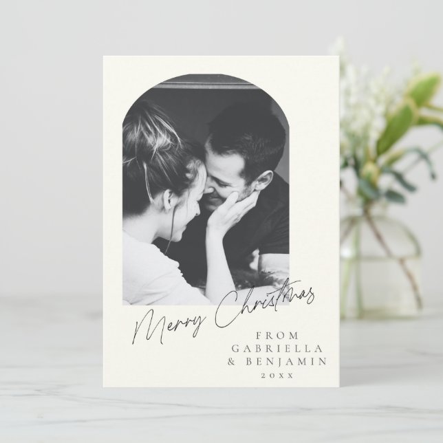 Cartes Pour Fêtes Annuelles Mini moderne élégante photo personnalisée Noël (Debout devant)