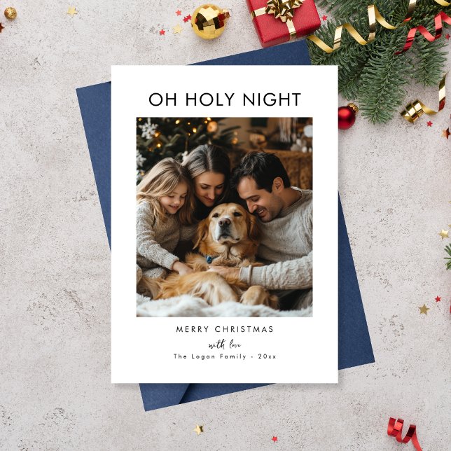 Cartes Pour Fêtes Annuelles Mini Oh Holy Night Photo Famille de Noël (Créateur téléchargé)