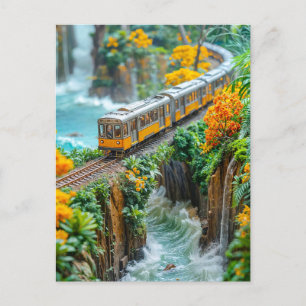 Cartes Pour Fêtes Annuelles Miniature monorail traversant le canyon de l'imagi