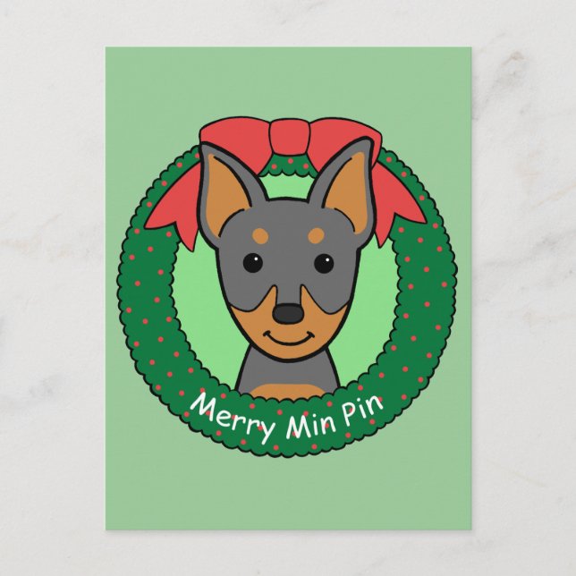 Cartes Pour Fêtes Annuelles Miniature Pinscher Noël (Devant)